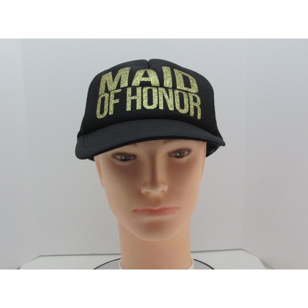 Otto Collection Trucker Hat Maid of Honor Snapback Black Gold Glitter OSFM
